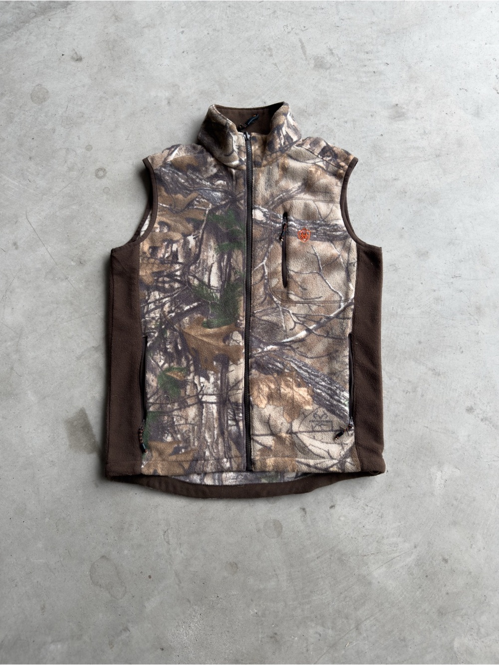 Game Winner Brown Camo Fleece Full Zip Vest - S